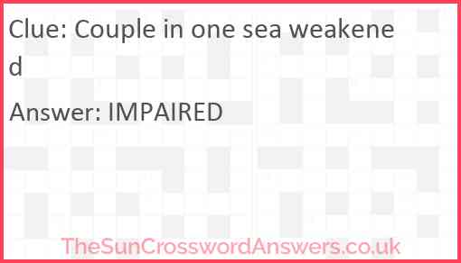 Couple in one sea weakened Answer