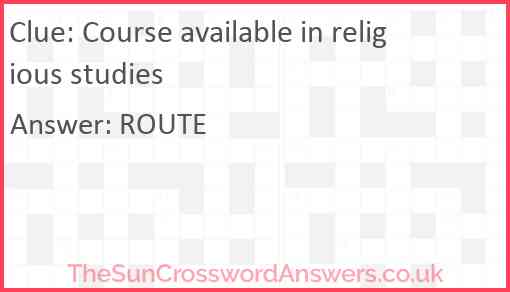 Course available in religious studies Answer