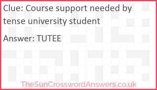 Course support needed by tense university student Answer