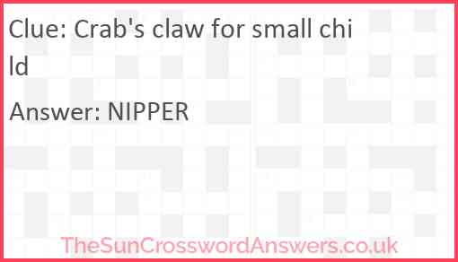 Crab's claw for small child Answer