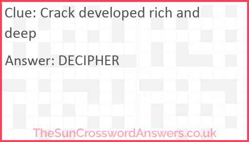 Crack developed rich and deep Answer