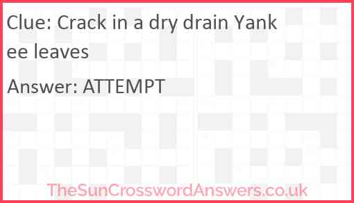 Crack in a dry drain Yankee leaves Answer