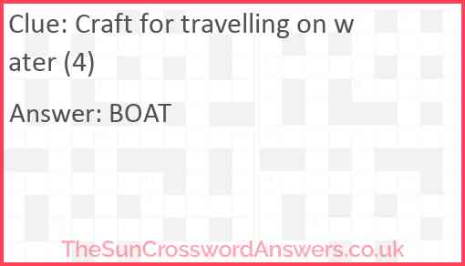 Craft for travelling on water (4) Answer