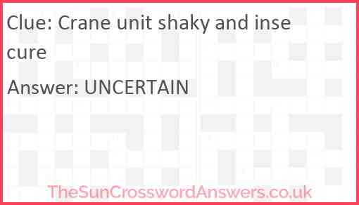 Crane unit shaky and insecure Answer