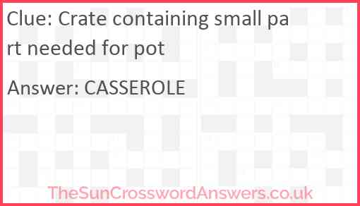 Crate containing small part needed for pot Answer
