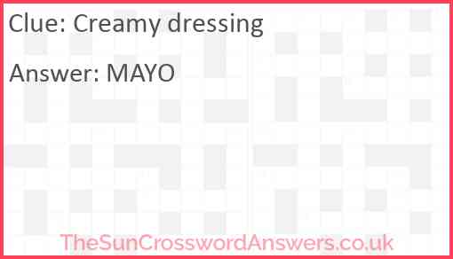 Creamy dressing Answer