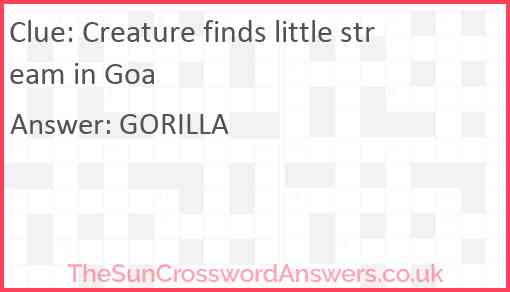 Creature finds little stream in Goa Answer