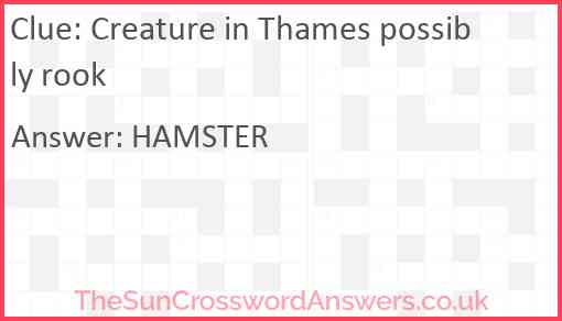 Creature in Thames possibly rook Answer