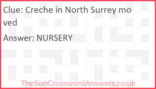 Creche in North Surrey moved Answer