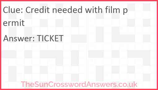 Credit needed with film permit Answer