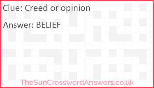 Creed or opinion Answer