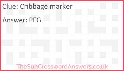 Cribbage marker crossword clue TheSunCrosswordAnswers co uk