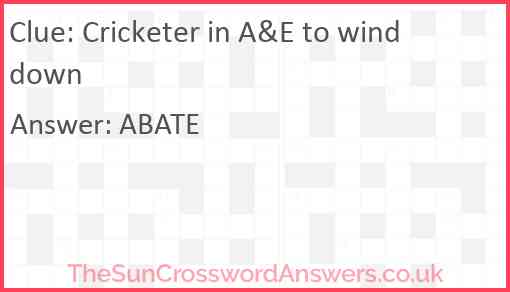 Cricketer in A&E to wind down Answer