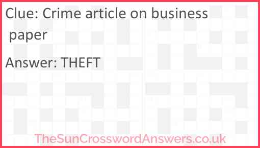 Crime article on business paper Answer