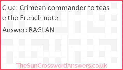 Crimean commander to tease the French note Answer