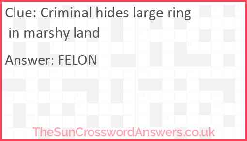 Criminal hides large ring in marshy land Answer