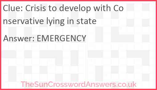 Crisis to develop with Conservative lying in state Answer