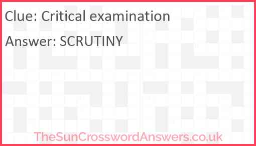 Critical examination Answer