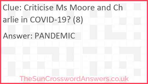 Criticise Ms Moore and Charlie in COVID-19? (8) Answer
