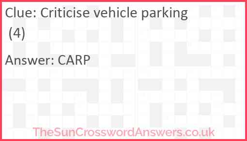 Criticise vehicle parking (4) Answer