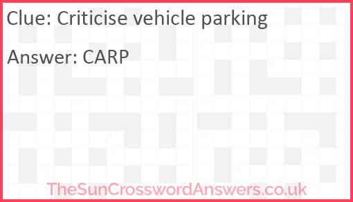 Criticise vehicle parking Answer