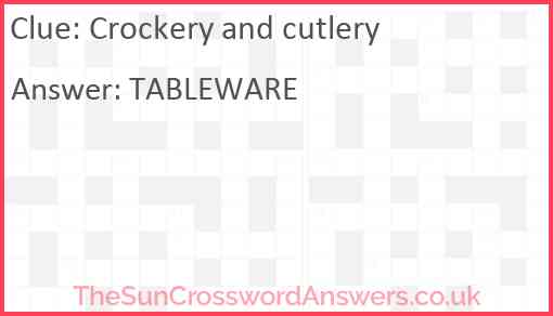 Crockery and cutlery Answer