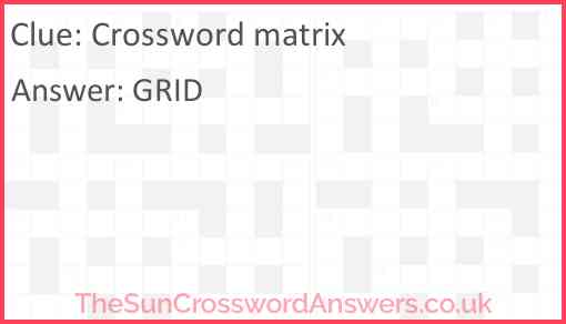 Crossword matrix Answer