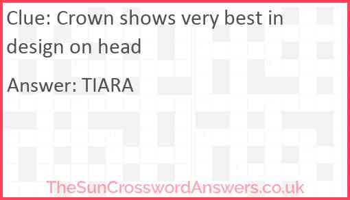 Crown shows very best in design on head Answer
