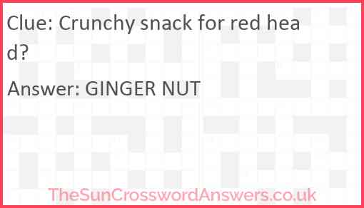 Crunchy snack for red head? Answer