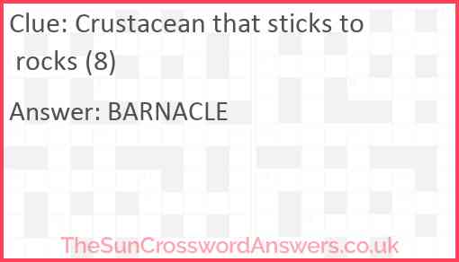 Crustacean that sticks to rocks (8) Answer