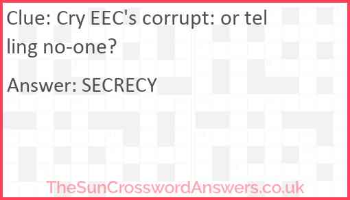 Cry EEC's corrupt: or telling no-one? Answer