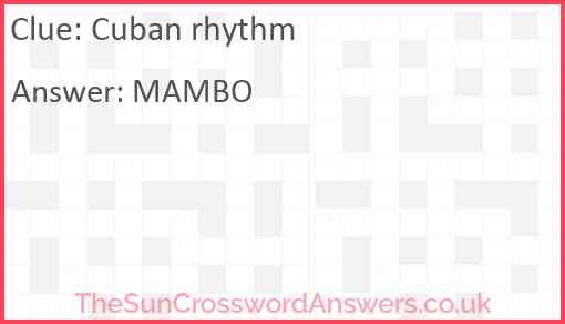 Cuban rhythm Answer