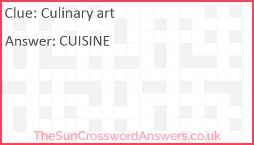 Culinary art Answer