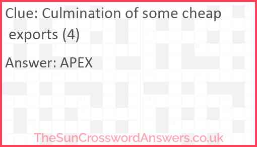 Culmination of some cheap exports (4) Answer