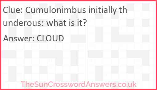 Cumulonimbus initially thunderous: what is it? Answer