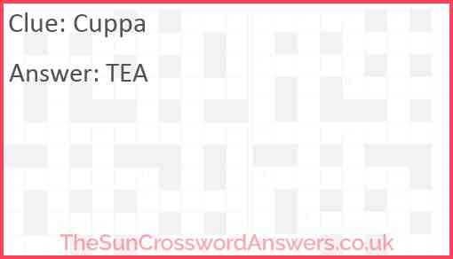 Cuppa crossword clue TheSunCrosswordAnswers co uk