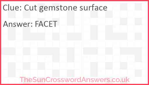 Cut gemstone surface crossword clue TheSunCrosswordAnswers co uk