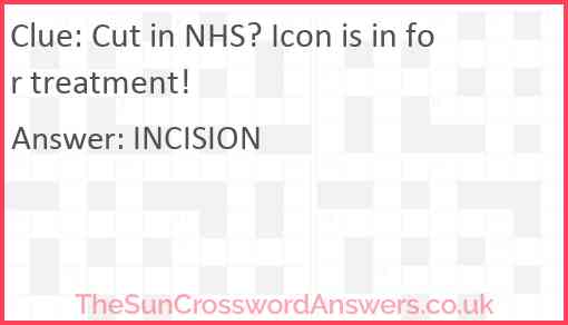 Cut in NHS? Icon is in for treatment! Answer