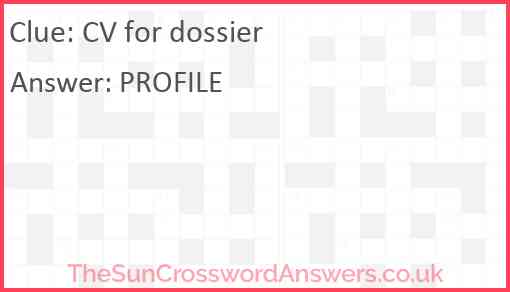 CV for dossier Answer
