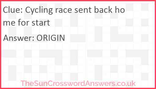 Cycling race sent back home for start Answer