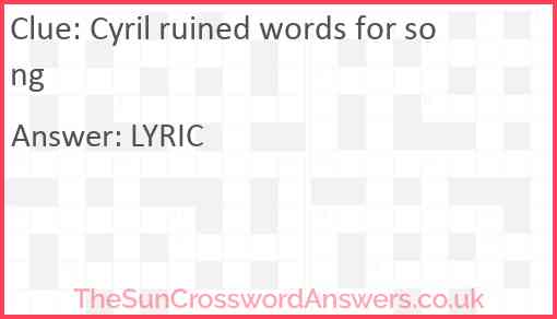 Cyril ruined words for song Answer