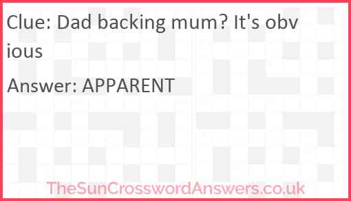 Dad backing mum? It's obvious Answer