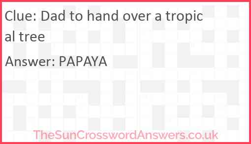 Dad to hand over a tropical tree Answer
