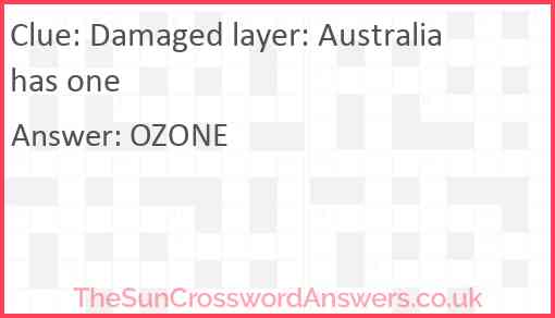 Damaged layer: Australia has one Answer