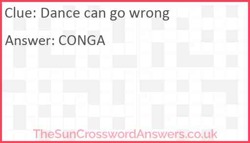 Dance can go wrong Answer