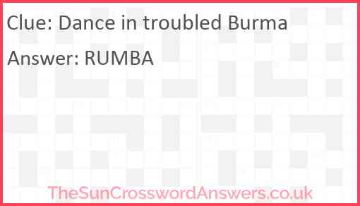Dance in troubled Burma Answer