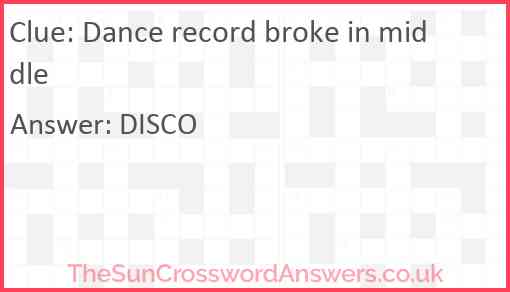 Dance record broke in middle Answer