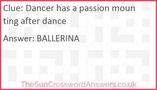 Dancer has a passion mounting after dance Answer