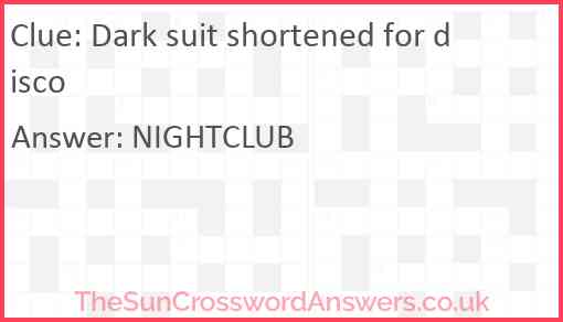 Dark suit shortened for disco Answer