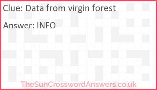 Data from virgin forest Answer